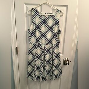 Charming Charlie Blue, Green and White A-Line Sleeveless Dress * like new *